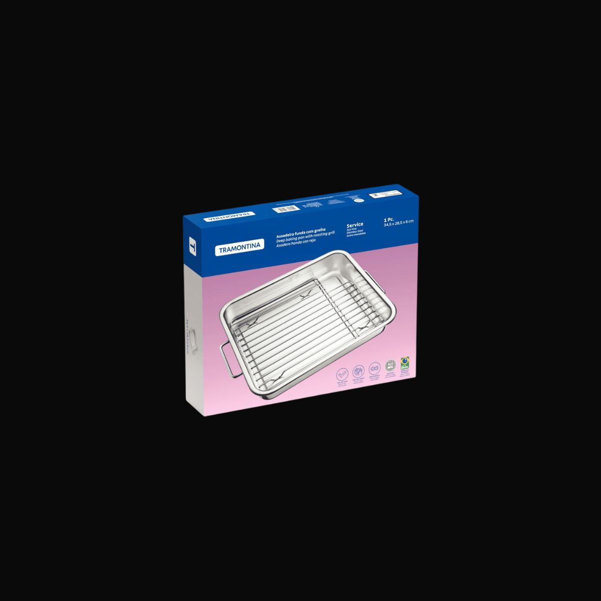 Assadeira Inox com Grelha 34x28cm – Cozimento Perfeito
