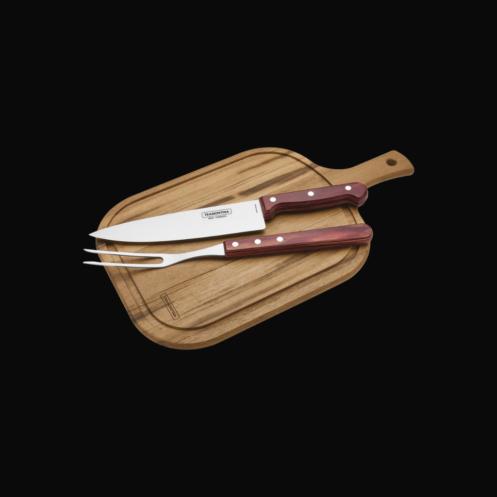 Kit Churrasco Tramontina Ultracorte 8" com Tábua 3 Peças
