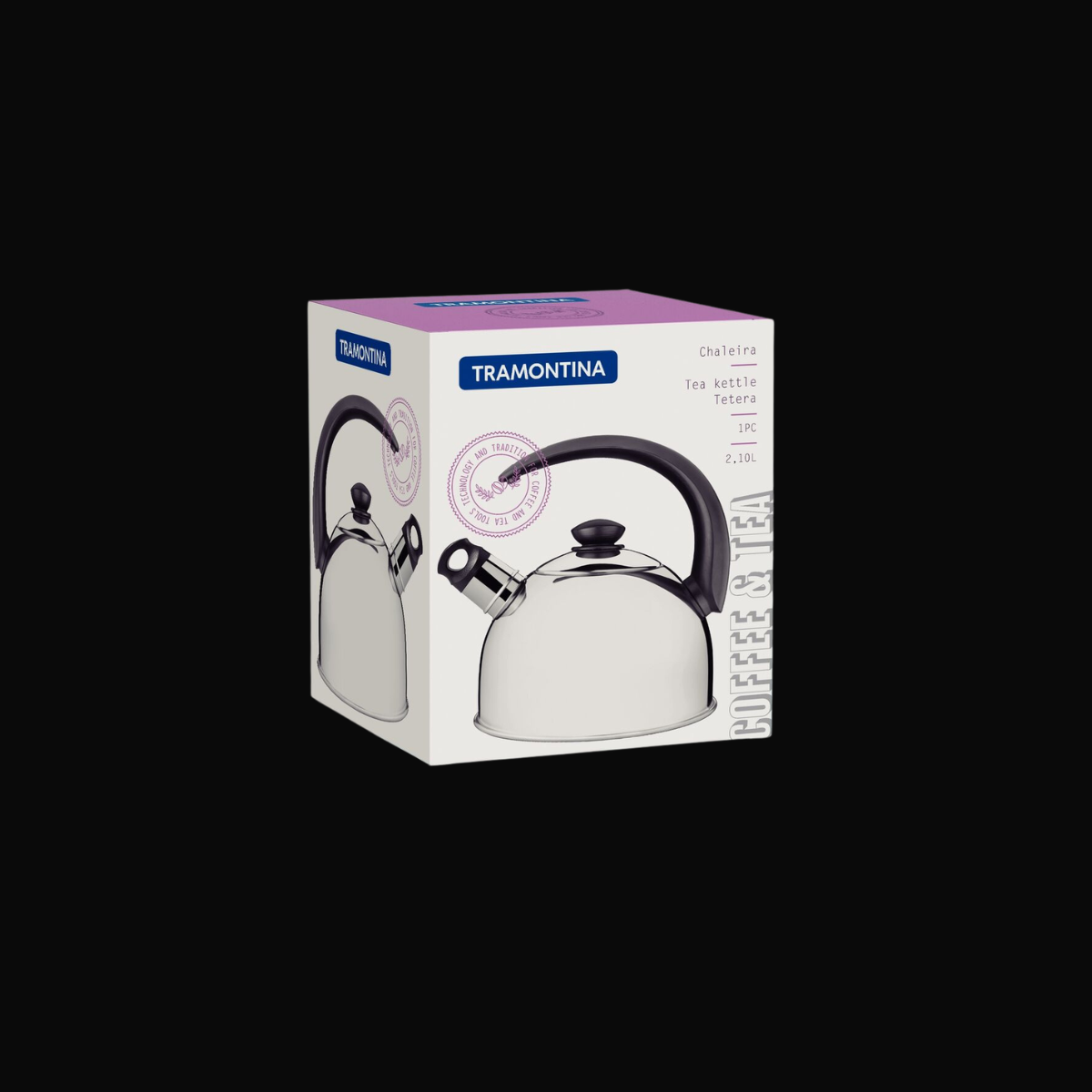 Tramontina Chaleira com Apito Inox Cabo Preto 2,1L