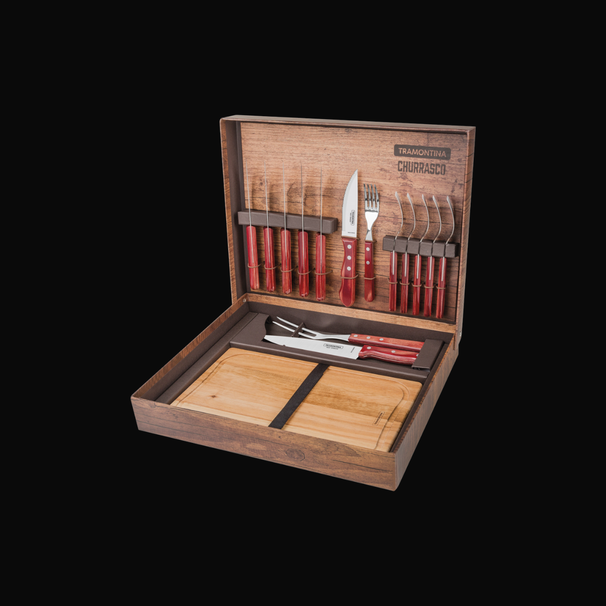 Tramontina Kit para Churrasco Aço Inox e Polywood 15 Peças