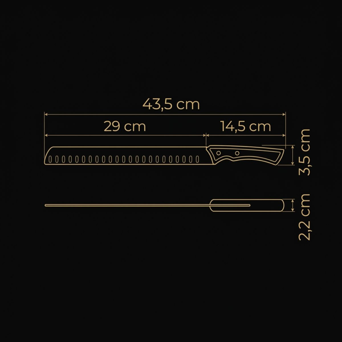 Faca para Fatiar Churrasco Black 12" - Aço Inox