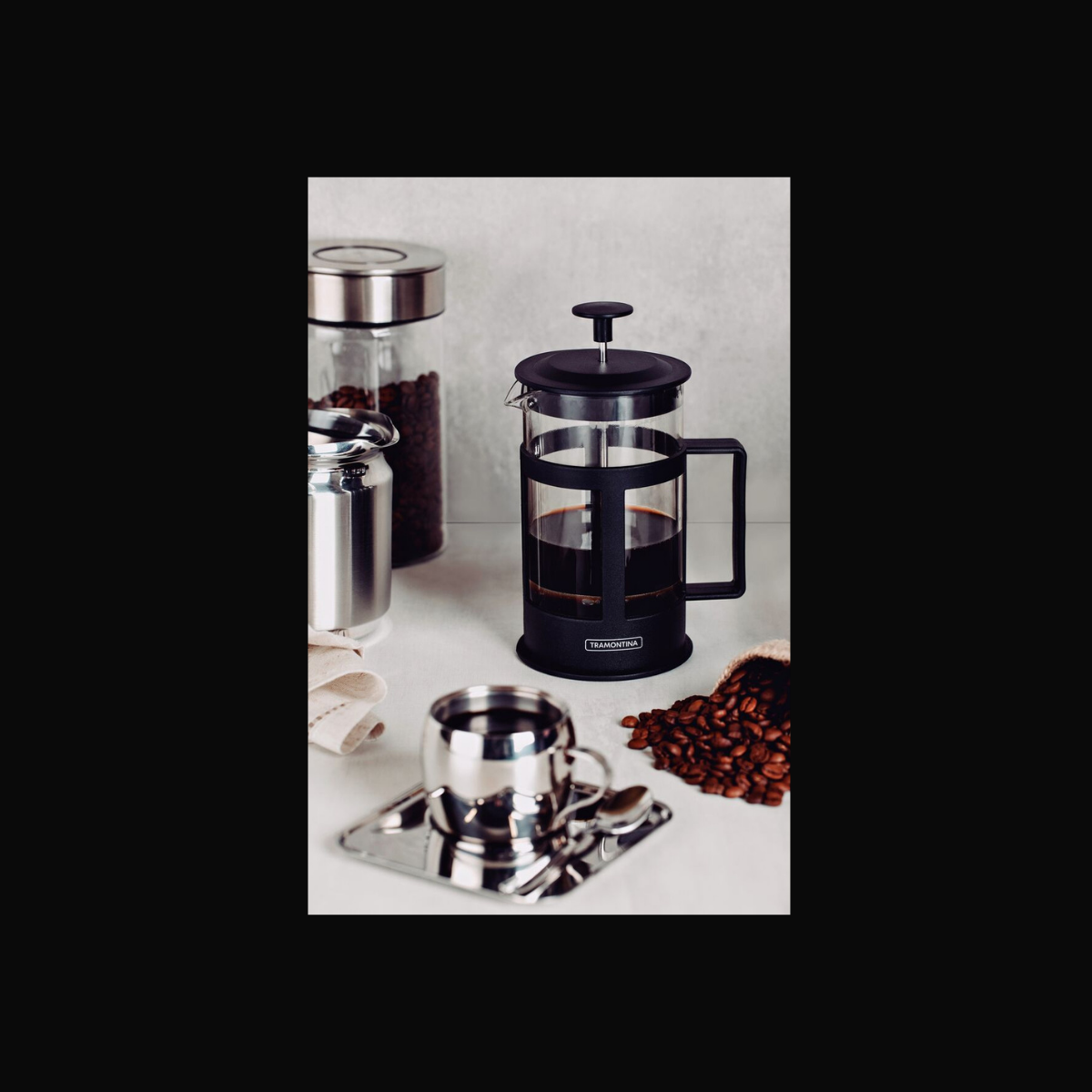 Tramontina Cafeteira Francesa 1L Vidro e Aço Inox