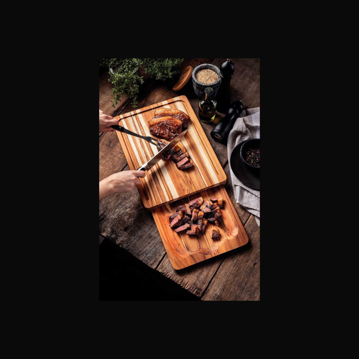 Tramontina Kit Tábua e Bandeja para Churrasco Teca 40x30cm
