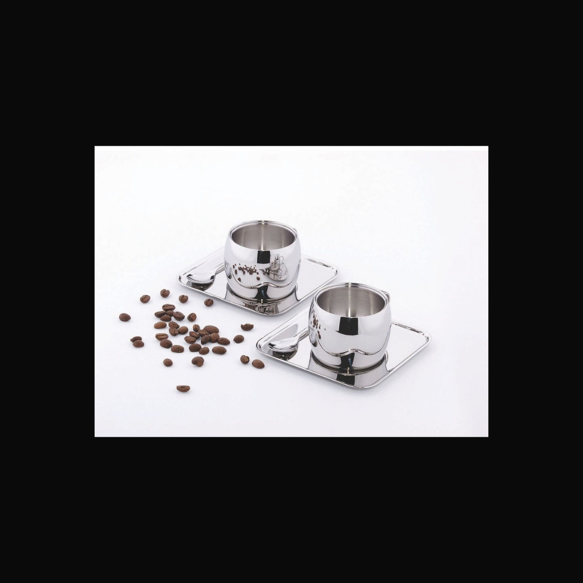 Kit para Café Tramontina em Aço Inox Acabamento Brilho com Xícara Pires Quadrado e Colher 18 Peças