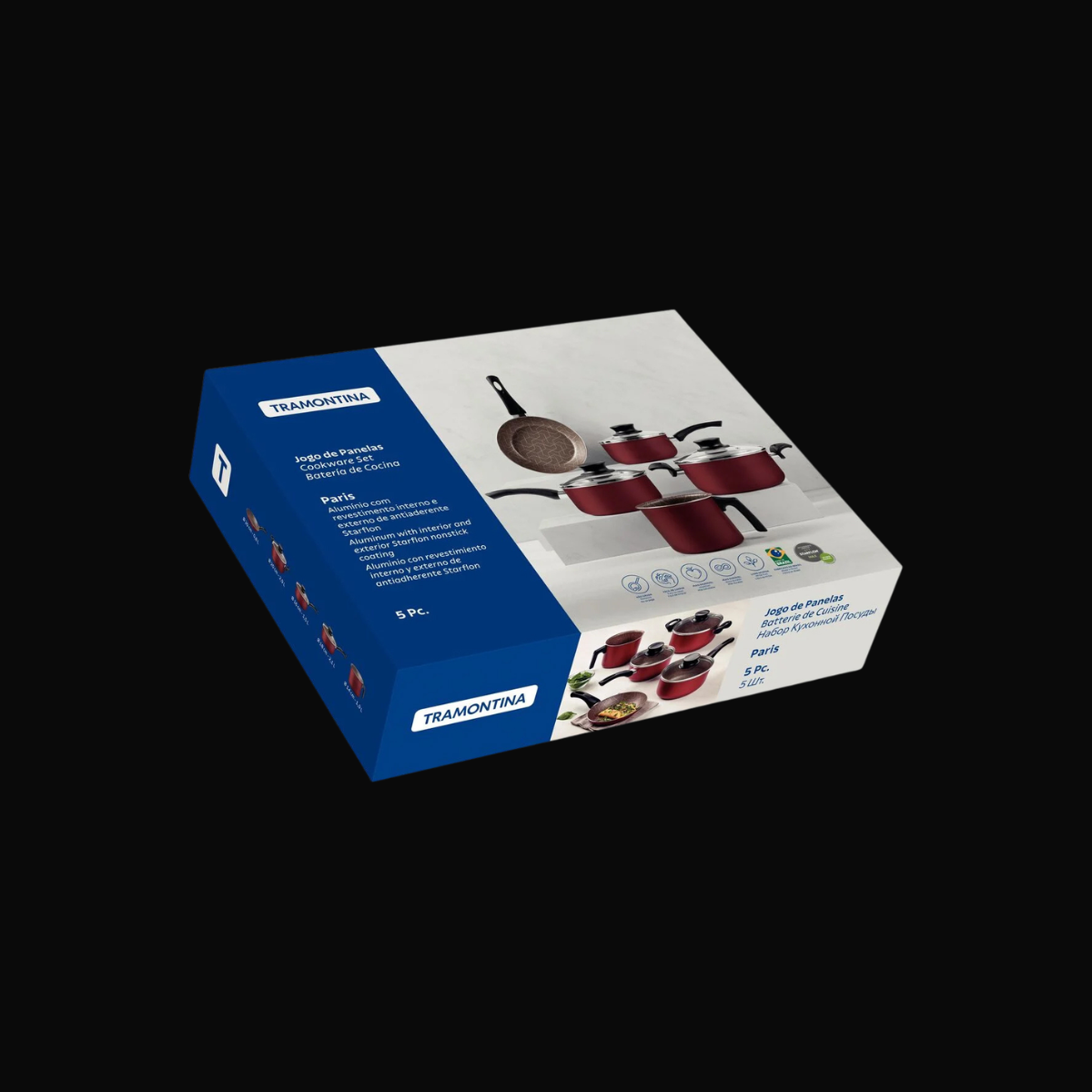 Jogo de Panelas Tramontina Paris 5 Peças Vermelho
